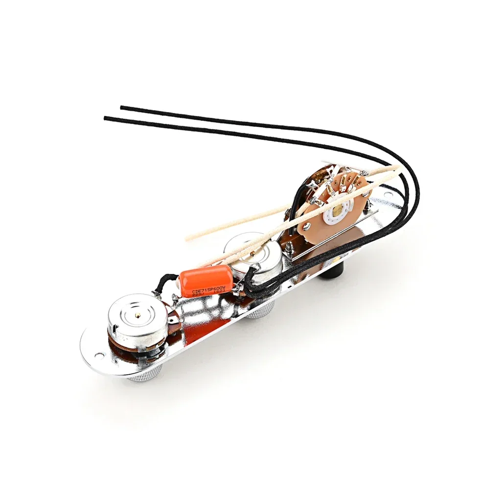 

Wired Control Plate Chrome 3 Way Wired Loaded Prewired Control Plate Harness Switch Knobs for TL Tele Telecaster Guitar Parts