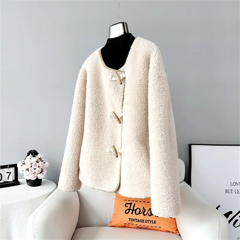 2024 Winter Pellets Sheep Shearling Coat Lady Girl Lamb Hair Female Short Warm Jacket JT464