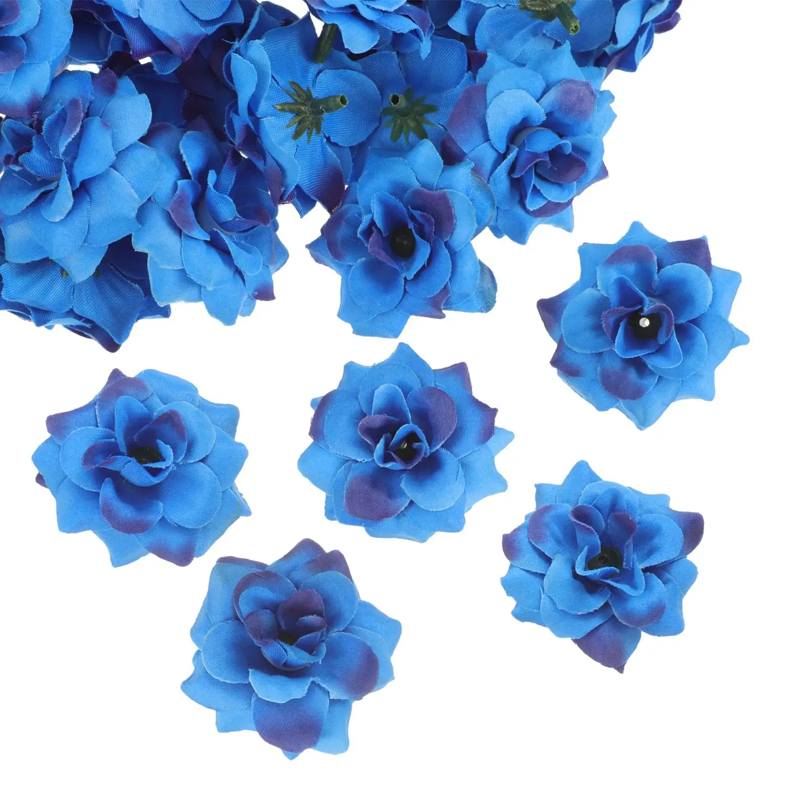 

Artificial Rose Flower Heads Beautiful Elegant Realistic Silk Miniature Blue Decor Craft Project Wedding Party