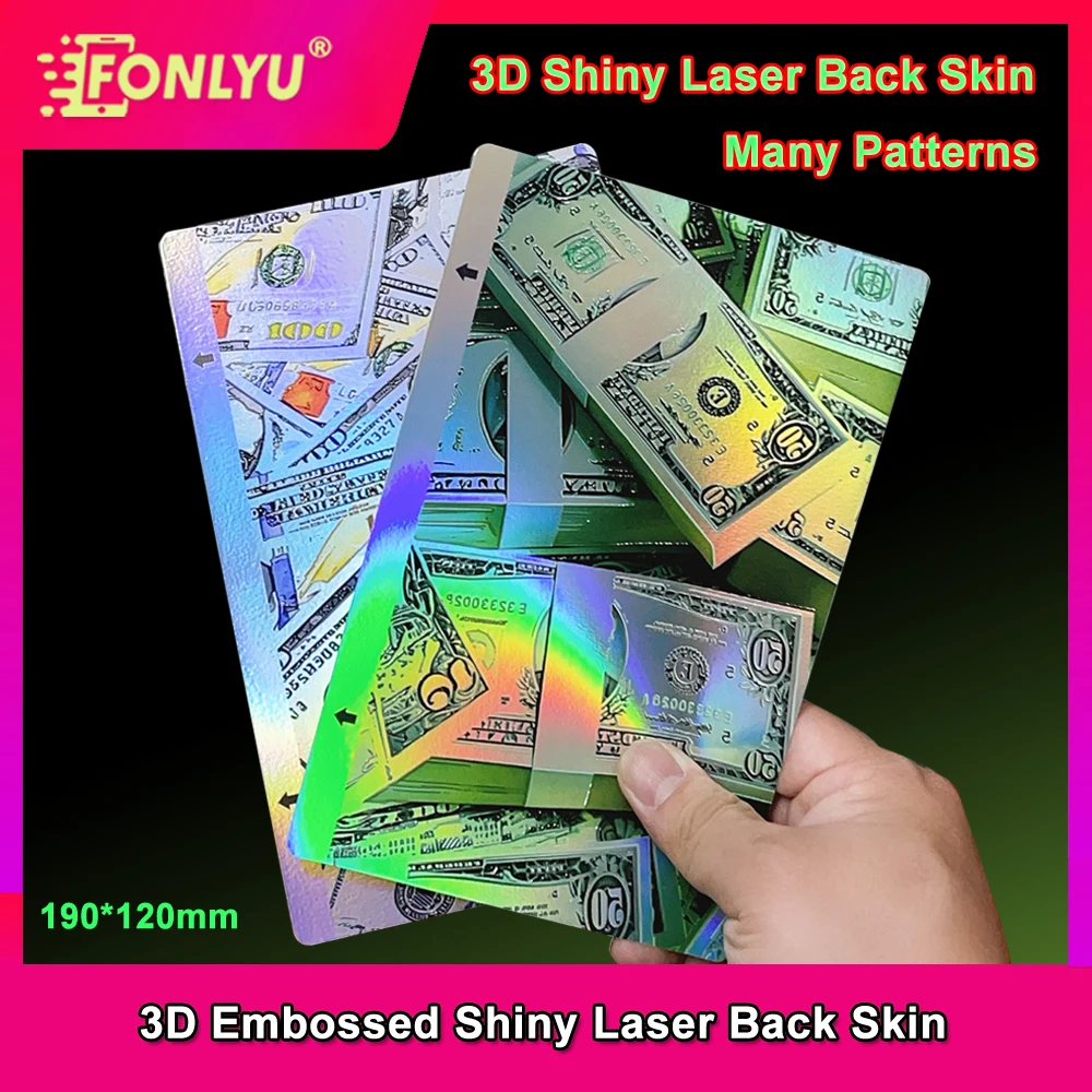 

FONLYU 3D Shiny Relief Laser Back Film Mobile Phone Skin Stickers Many Designs Rear Cover Protector for Hydrogel Cutting Machine