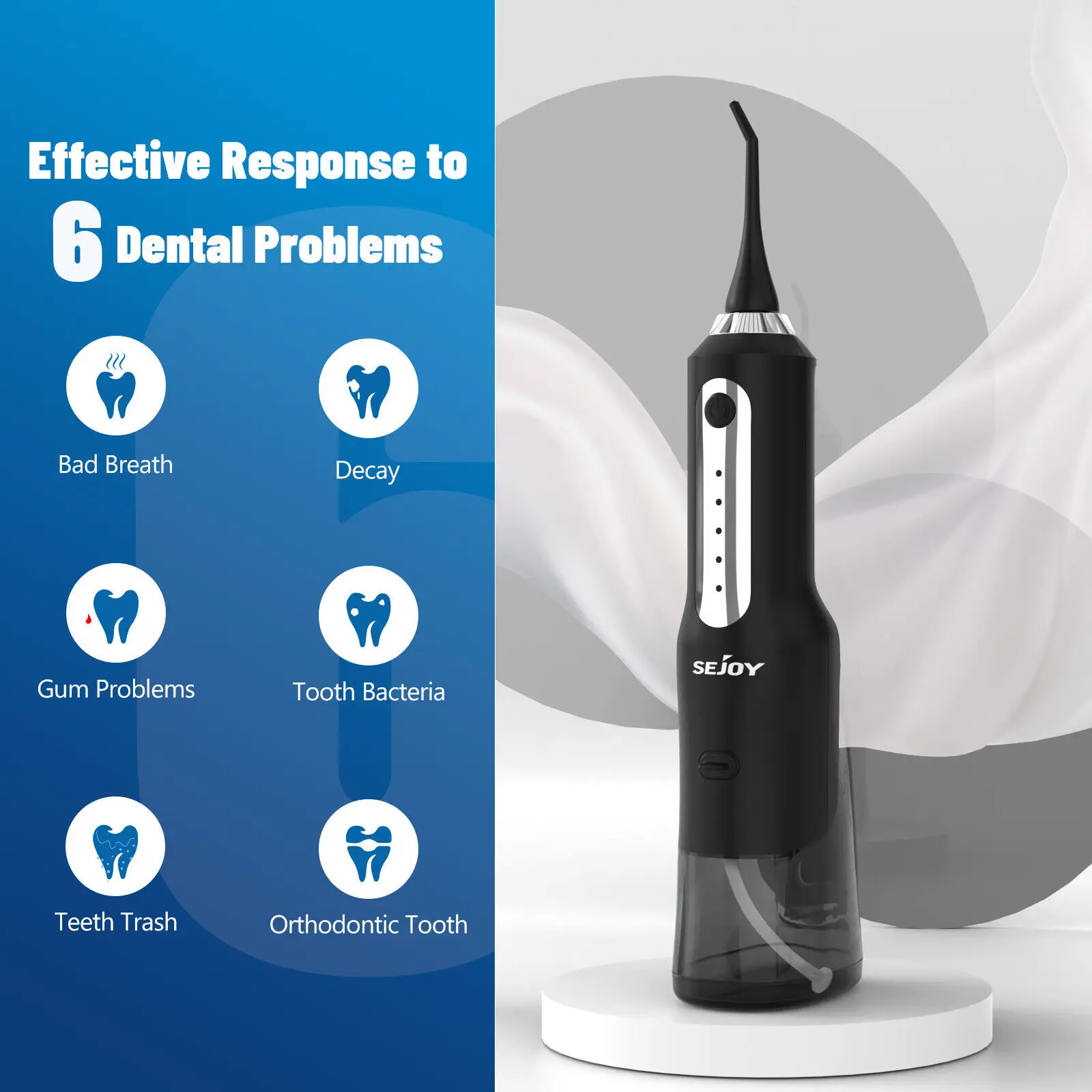 Sejoy Water Flosser Teeth Cleaner, Rechargeable Waterproof Portable Cordless Dental Oral Irrigator, Water flossers for Teeth