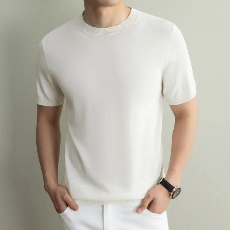 Lightweight Linen T-shirt for Men Short Sleeve Tee Old Money Style Summer Fashion Breathable Preppy Casual