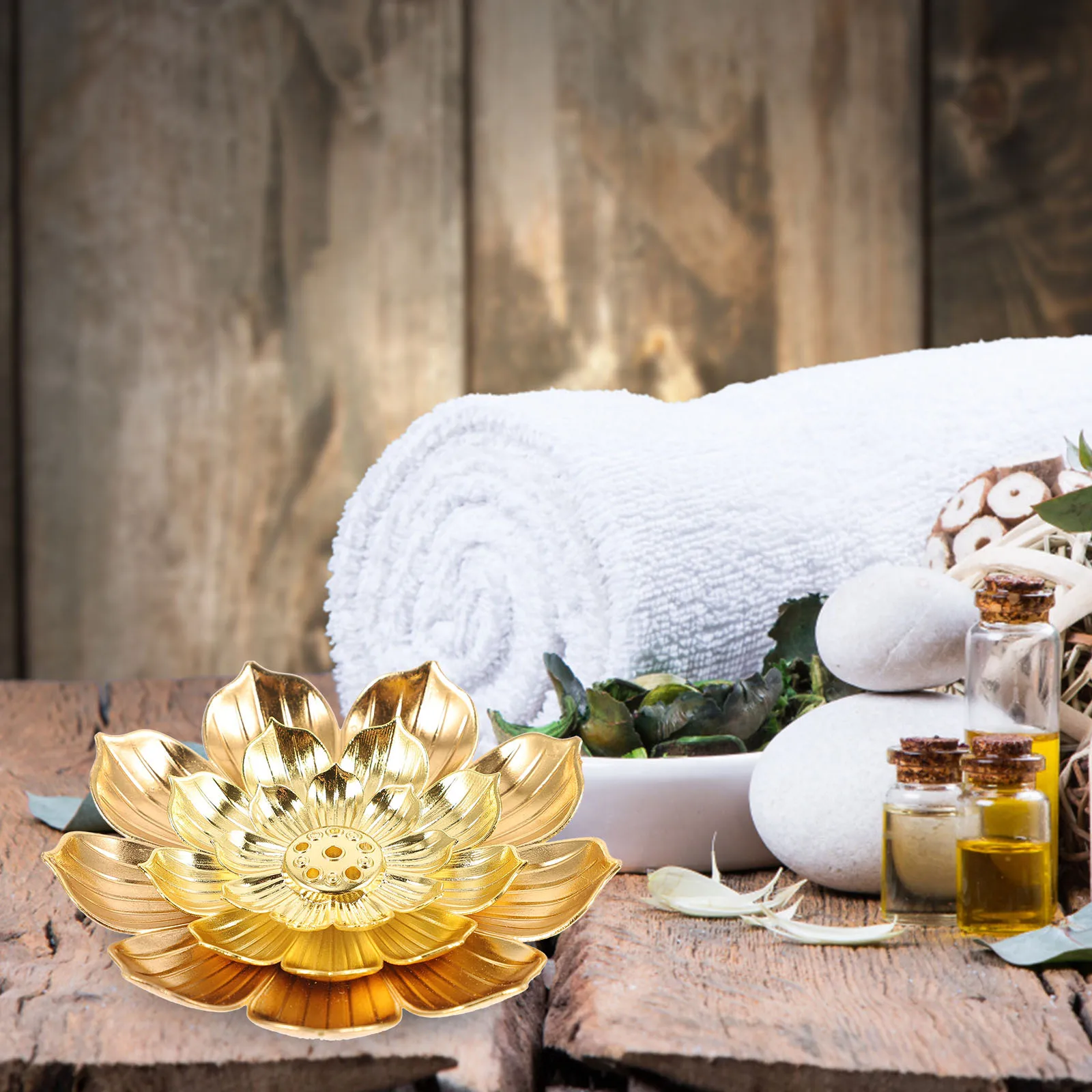 

1pc Seven Holes Lotus Incense Burner Pure Copper Stick Censer Mini Metal Home Decor Meditation Yoga Room