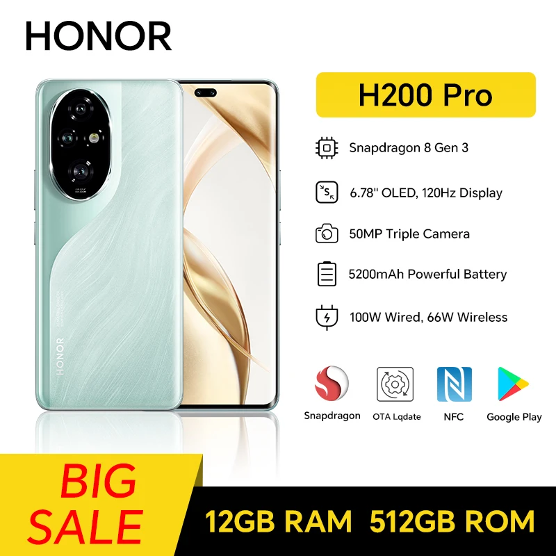 HONOR 200 Pro, 12GB+512GB, 6.7” AMOLED Screen, 5G, Dual SIM, 50MP Triple Camera, Fast Charging, Android Smartphone