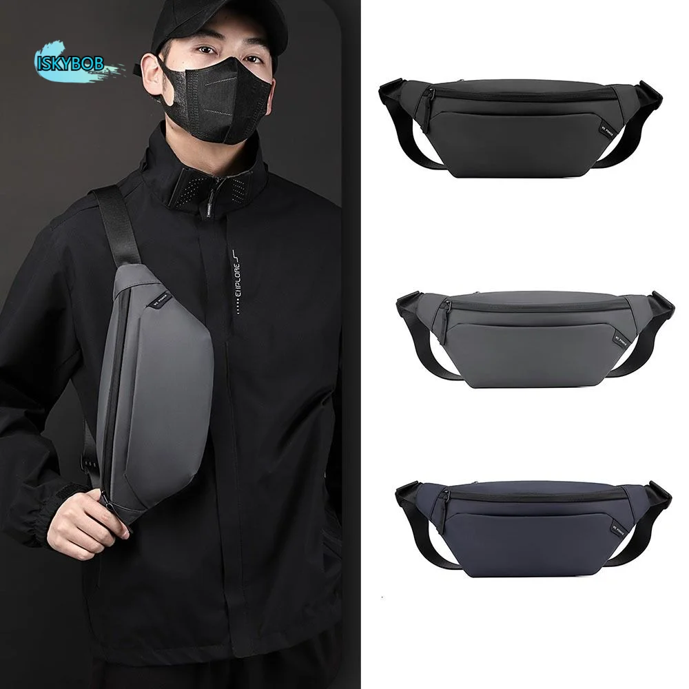 

Casual Waterproof Men Chest Bag Large Capacity Lightweight Travel Fanny Pack Multi-Compartment Nylon Shoulder Belt Bag Running