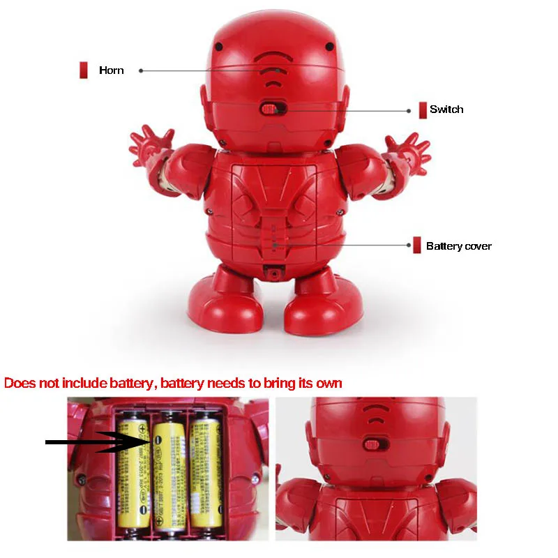 Singing Dancing Robots Kids Dancing Toys,Robots Singing Toys Fun Interaction Hero Electronic Toy LED Flashlight with Sound