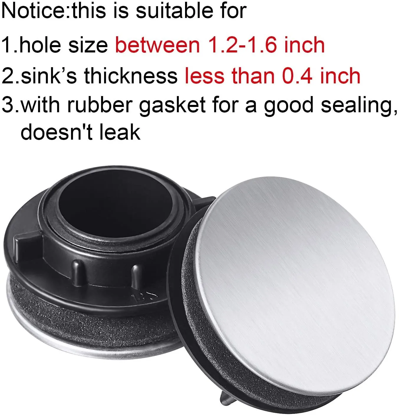 

Набор из 2 крышек для отверстий из нержавеющей стали для кухонных и ванных комнат, раковина для предотвращения утечек диаметром 36 мм.