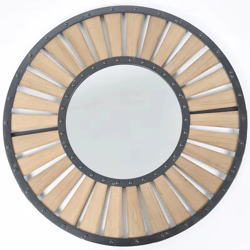 60cm Eco-Friendly Home Decor Large Color Wall Mirrors Elegant Home Decorative Circle Wood Wall Hanging Mirrors