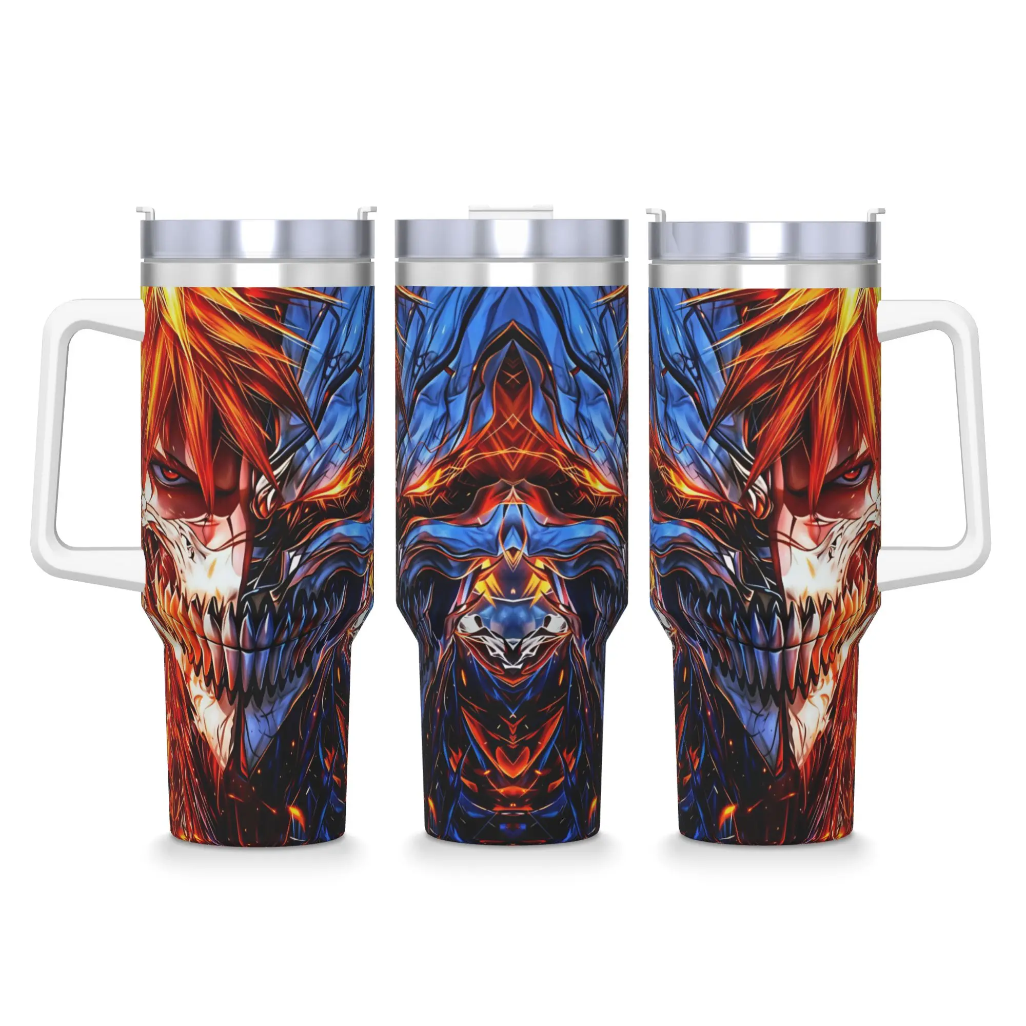 Bleach Kurosaki Ichigo Anime Stainless Steel Tumbler Travelist Thermal Cups With Straws and Lid Large Capacity Mugs Cup Bottle
