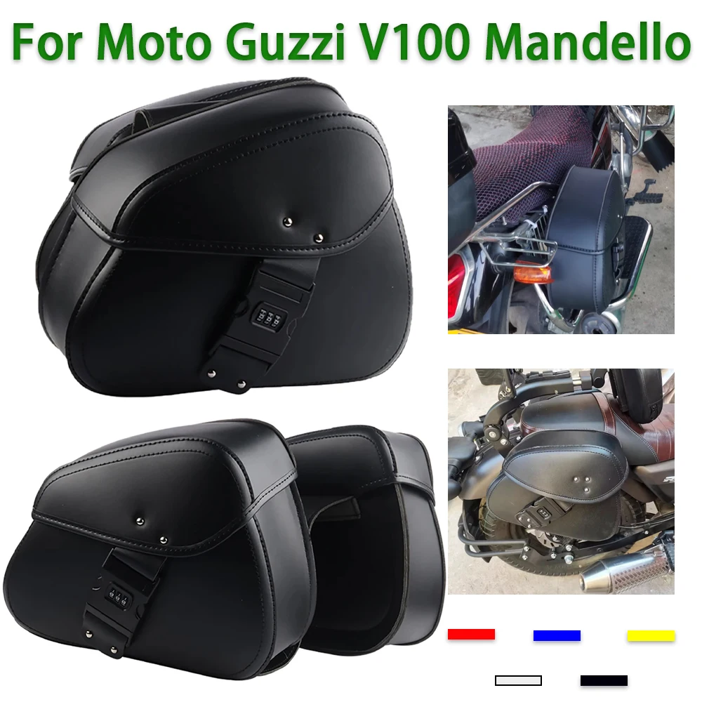 For Moto Guzzi V100 Mandello 2023 + Accessories Saddle Bag Motorcycle Retro Luggage Side Bag Tool Storage Bags Rear Seat Bag