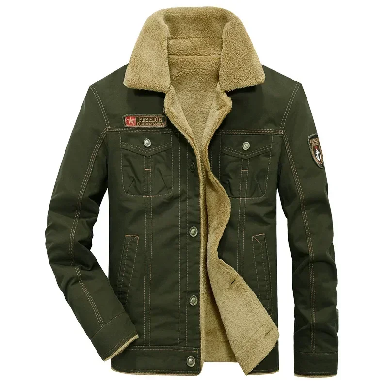 

2024 Winter Mens Jacket Korean Fashion Lapel Lamb Fur Denim Jacket High-quality Fleece Thickened Warm Coats Men Clothing 5XL