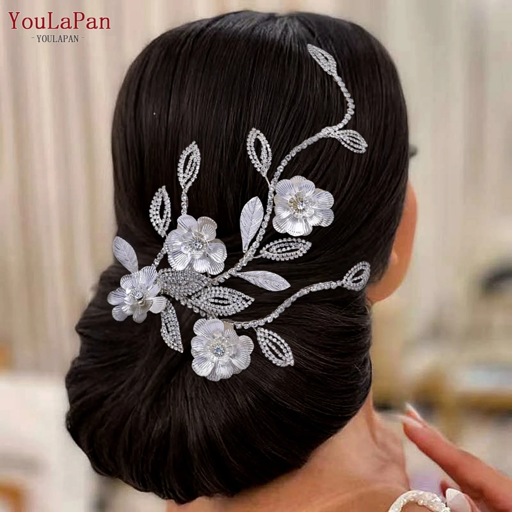 YouLasaupoudrer-Peigne à fleurs en alliage fait à la main pour femmes, accessoires pour cheveux de mariage, vêtements de sauna exquis, fête, jardins 570, patients