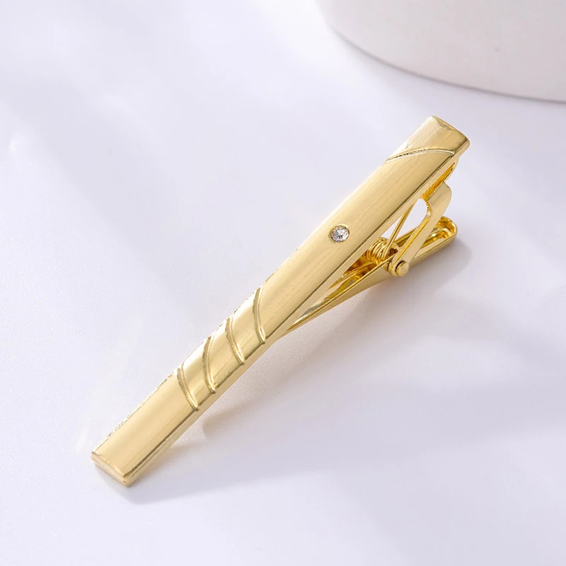 S 1Pcs Metal Gold Color Tie Clip For Men Wedding Necktie Tie Clasp Clip Gentleman Ties Bar Tie Pin For Men's Accessories