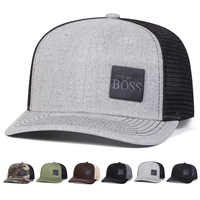 Unisex THE REAL BOSS Leather Label Baseball Net Caps Spring and Summer Outdoor Adjustable Casual Hats Hip Hop Hat Sunscreen Hat