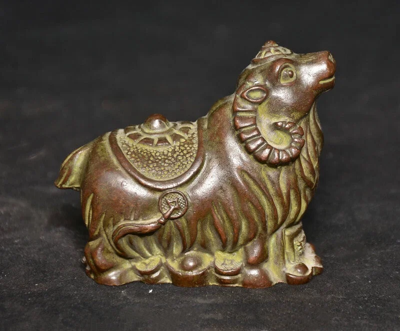 

3.4 " Collect Old China Copper Fengshui 12 Zodiac Animal Sheel Wealth Statue