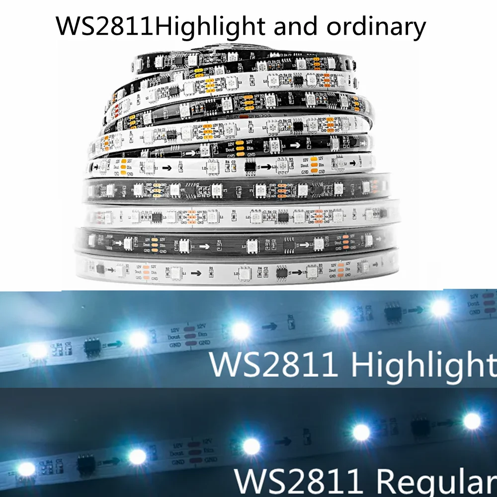 

DC12V WS2811 RGB LED high light and ordinary with light addressable 30 60 LED external 1 IC control 3 IP30 65 67