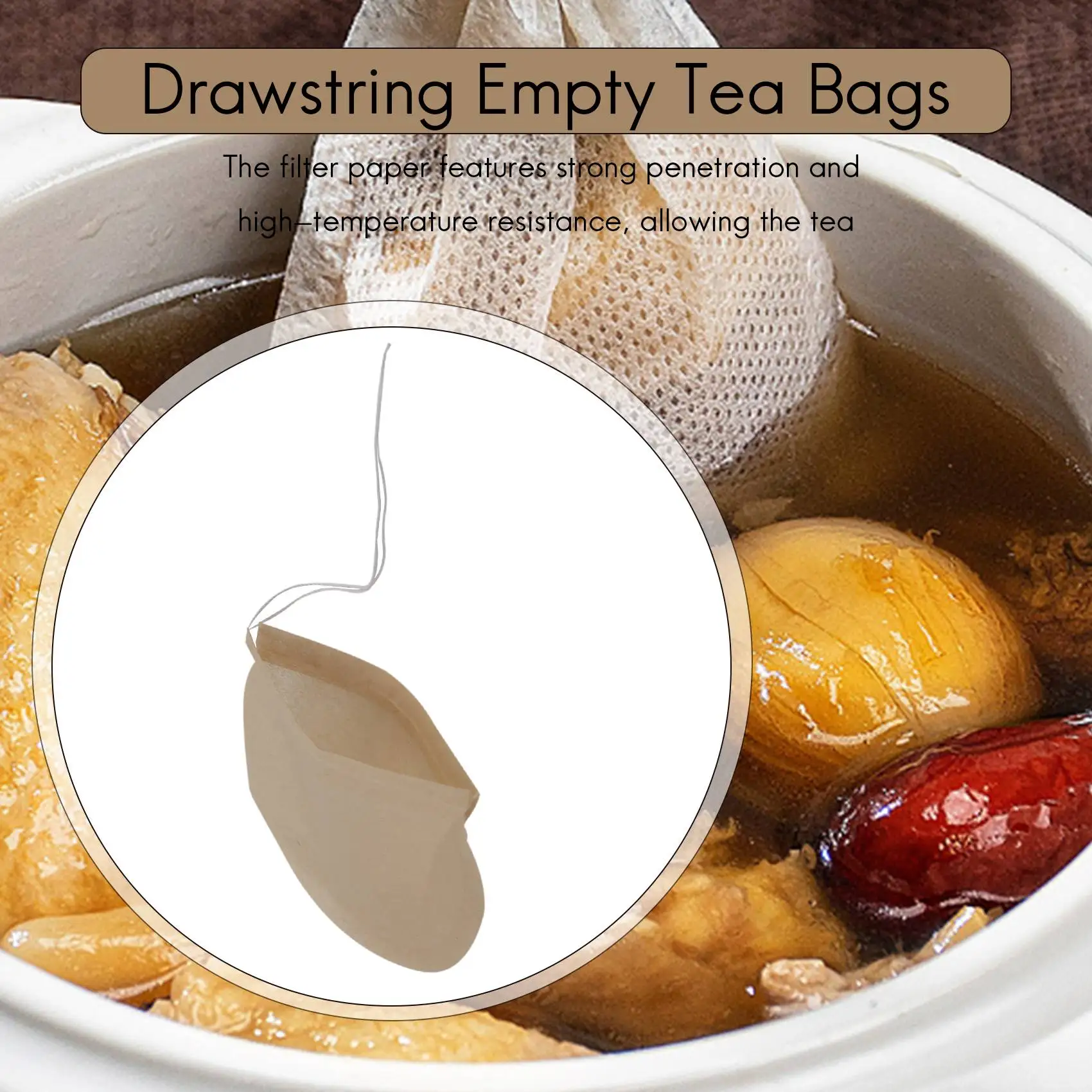 ABJN-300PCS Tea Filter Bags, Disposable Tea Filter Bags Paper Tea Infuser Drawstring Empty Tea Bags For Loose Tea And Coffee