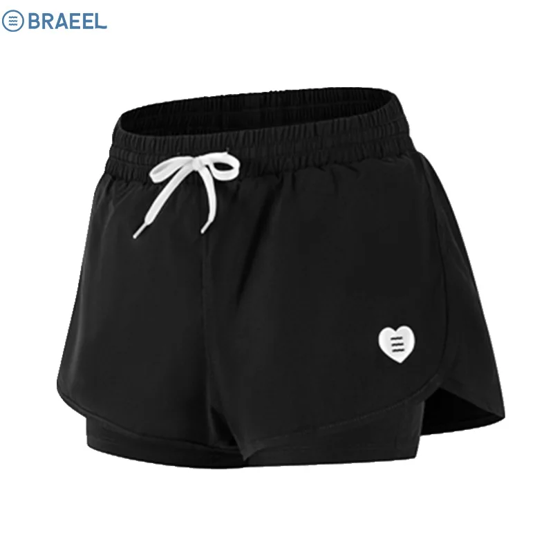 Korea Women Short Pants Solid Color High-Stretch Sports Shorts Split Swim Trunks Biker Shorts