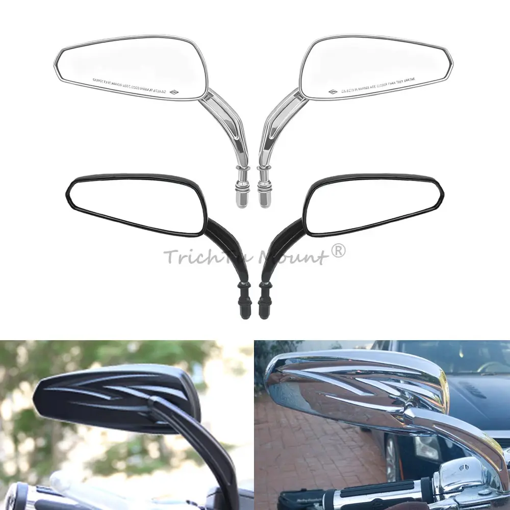 

8mm Black/Chrome Motorcycle Rear View Rearview Side Mirror For Harley Sportster Softail Touring Road King Street Glide 1984-2023