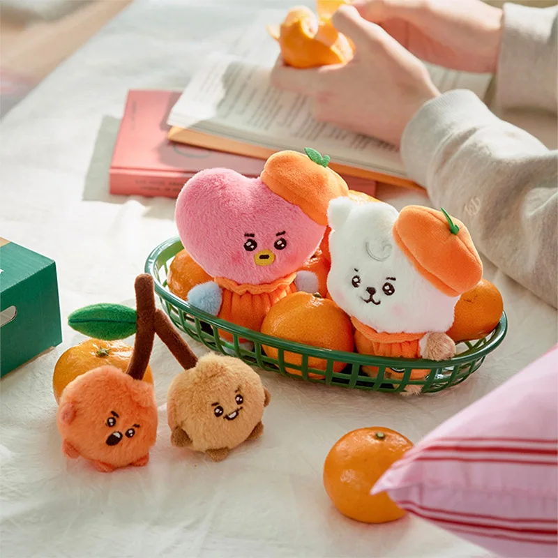 2025 신규 BT21 귀여운 애니메이션 오렌지 시리즈 10cm RJ 쿠키 봉제인형 열쇠고리 귀여운 만화 쇼키 코야 가방 펜던트 장식 소녀 선물