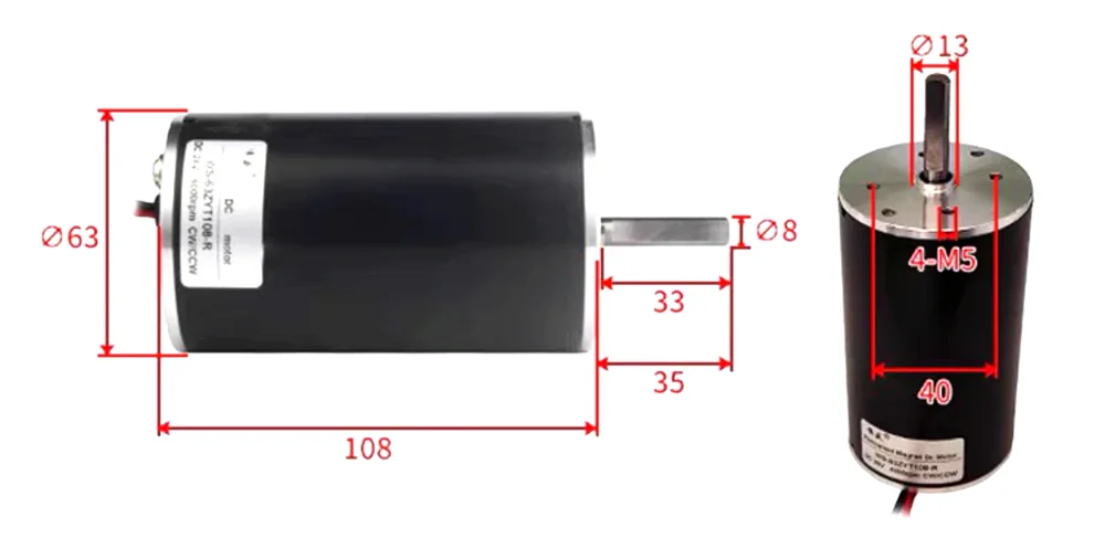 Imagem -05 - Motor de Alta Velocidade do Rolamento de Esferas 50w 2000 w do Eixo do Regulamento mm da Velocidade do Motor 12v 24v 6000100 Rpm do Marshmallow da C.c. de 63 mm