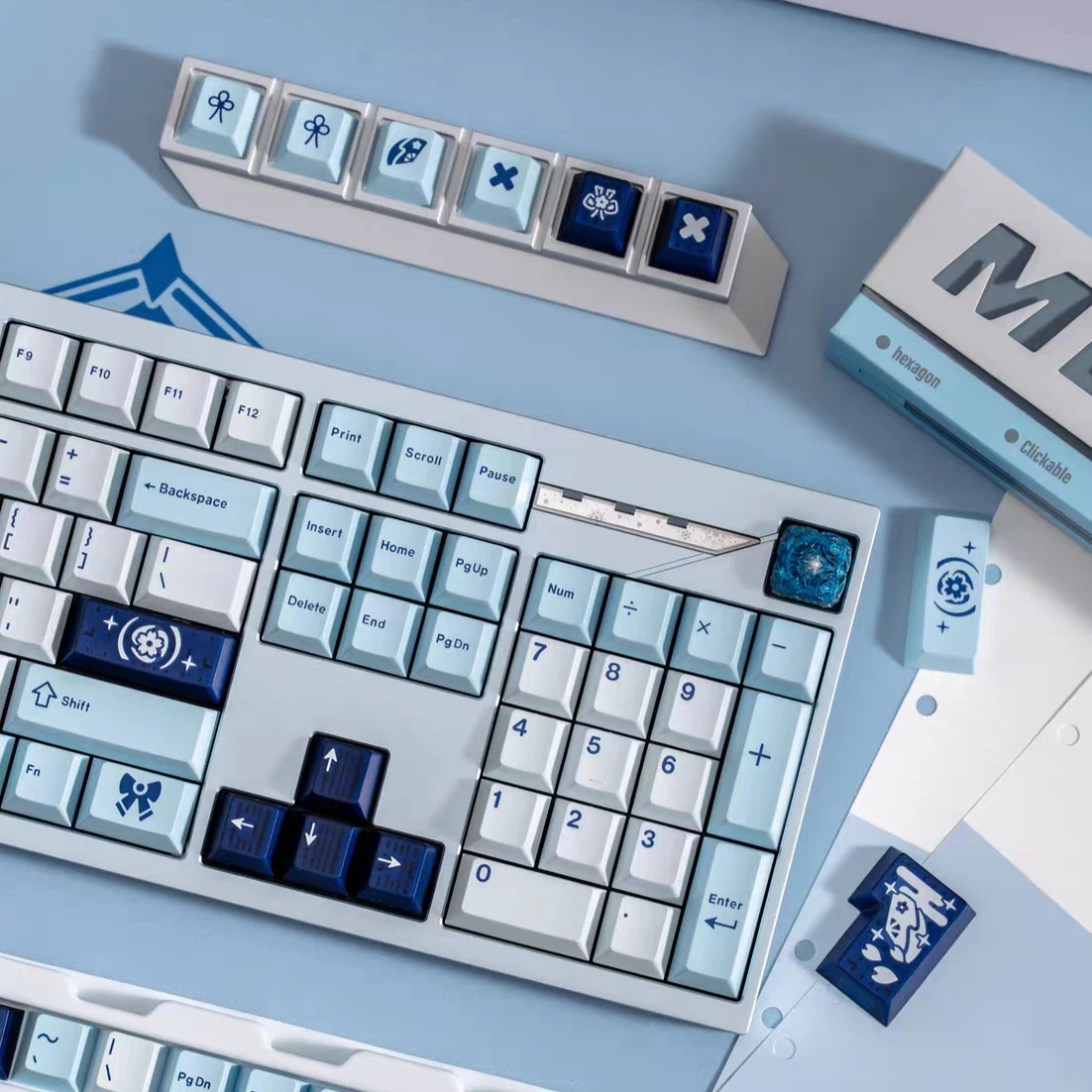 NEW Keykobo Shirasagi R2 Theme Keycaps Set Custom ABS Keyboard Caps Cherry Profile Keycaps for Mechanical Keyboard Accessory