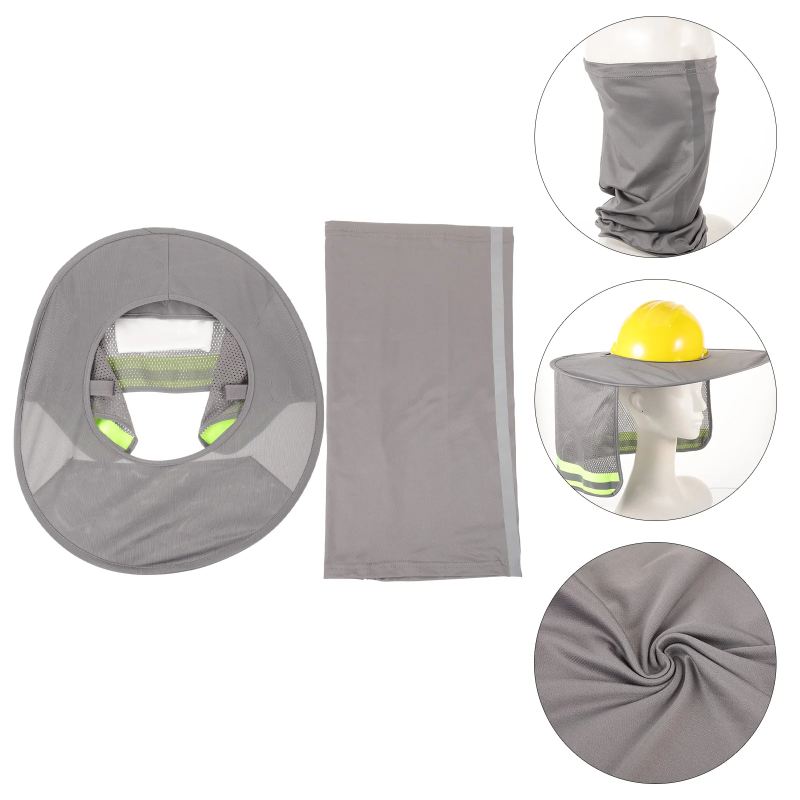 Sun Protection Hat Set Gray Ice Silk Hard Hat Shade Visor Neck Shield Construction Cover Wind Sand Proof Safety Gear