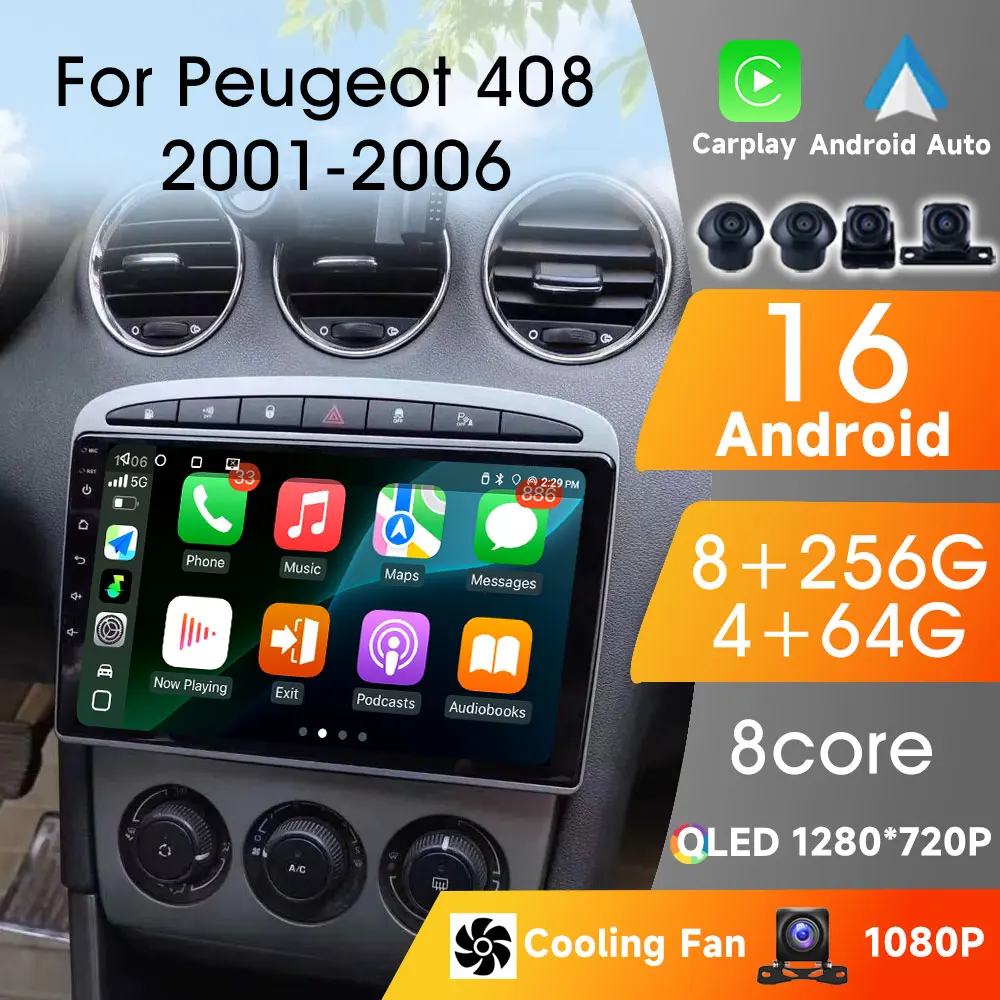 

Auto Car Radio For Peugeot 308 408 2007-2015 Multimedia GPS 2Din Radio Android 16 Player Multimedia Auto Video Subwoofer dsp