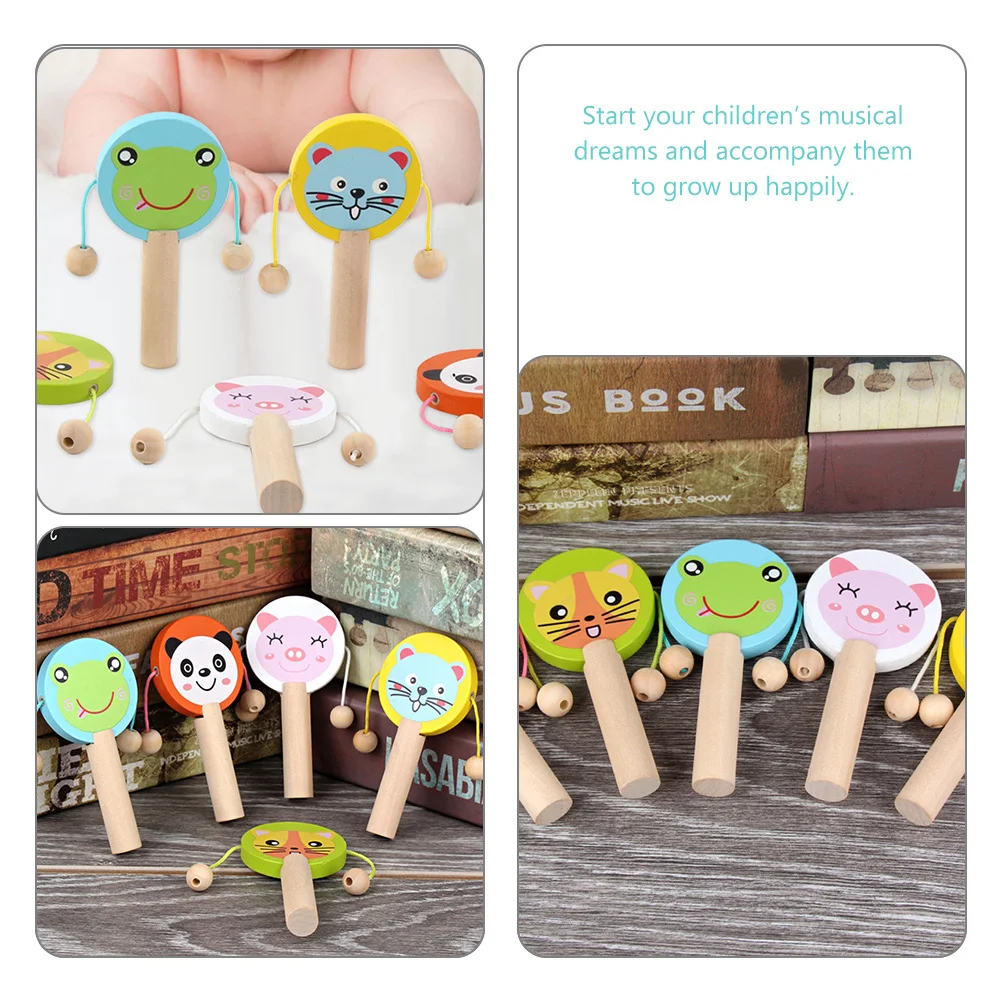 5 قطعة خشخيشة خشبية الكرتون تصميم المحمولة الطفل تهز أداة العملي على القدرة زراعة اللعب التفاعلي هدية