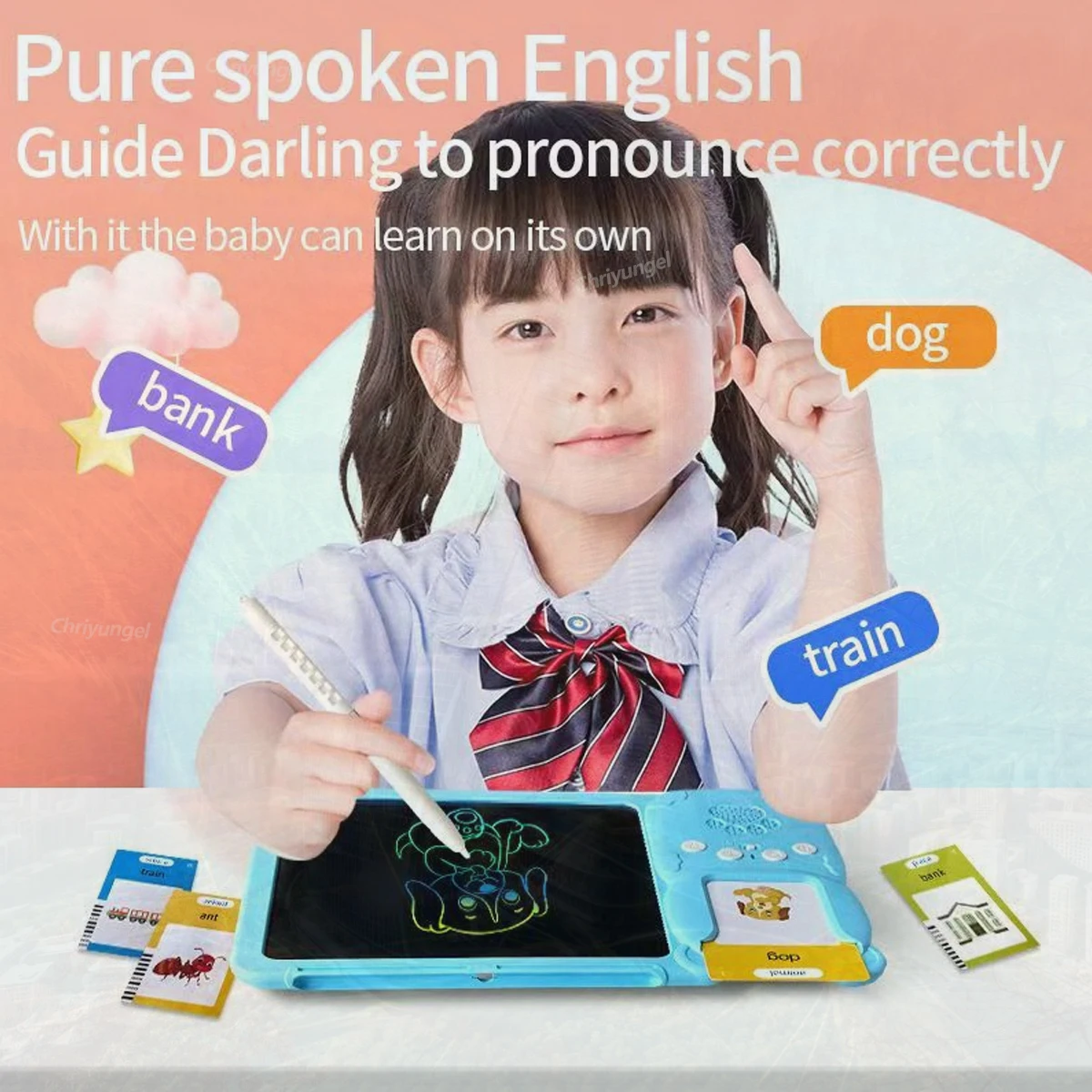 2 في 1 بطاقات فلاش ناطقة وكمبيوتر لوحي LCD للكتابة باللغة الإنجليزية آلة التعلم التفاعلية لعبة تعليمية هدية للأولاد والبنات والأطفال الصغار #2