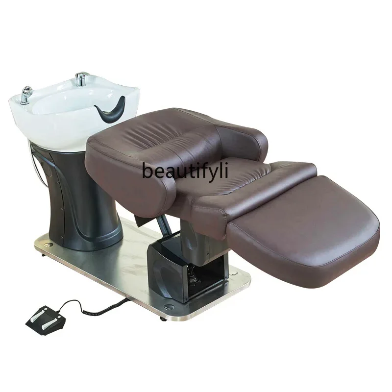 

lt Physiotherapy Electric Lifting Shampoo Chair for Hair Salon Rotating Sitting Japanese Semi-Full Lying Flushing Bed