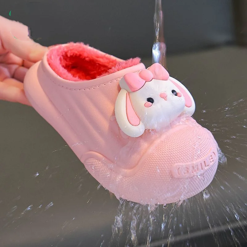 Cute Kuromi Hello Kitty Cotton Slippers Cartoon Winter Cotton Home Floor Waterproof Slippers Antislip Family Shoes Cotton Shoes