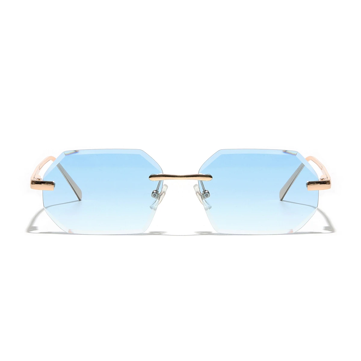 Ruiao Sunglasses Men Brand Designer Fashion Rimless Sun Glasses Shades Diamond Cut Lens Ladies Frameless Metal Eye glasses