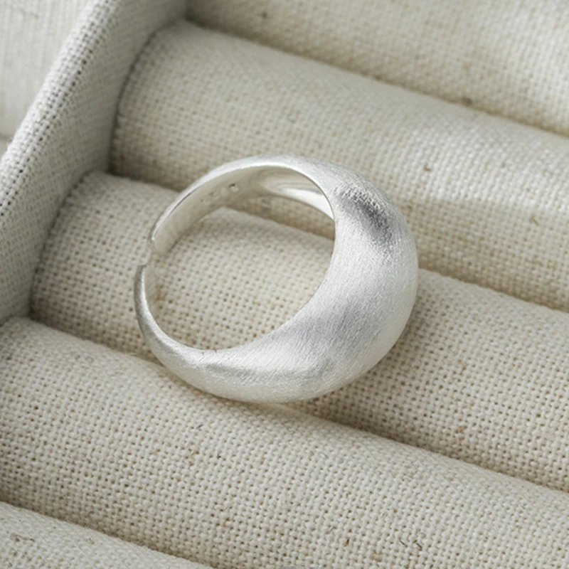 خاتم بيضاوي بسيط كبير من الفضة الإسترليني للنساء ، مجوهرات أصابع عتيقة ، خاتم مفتوح قابل للتعديل ، هدية حفلة عيد ميلاد ، بيضاوي فريد