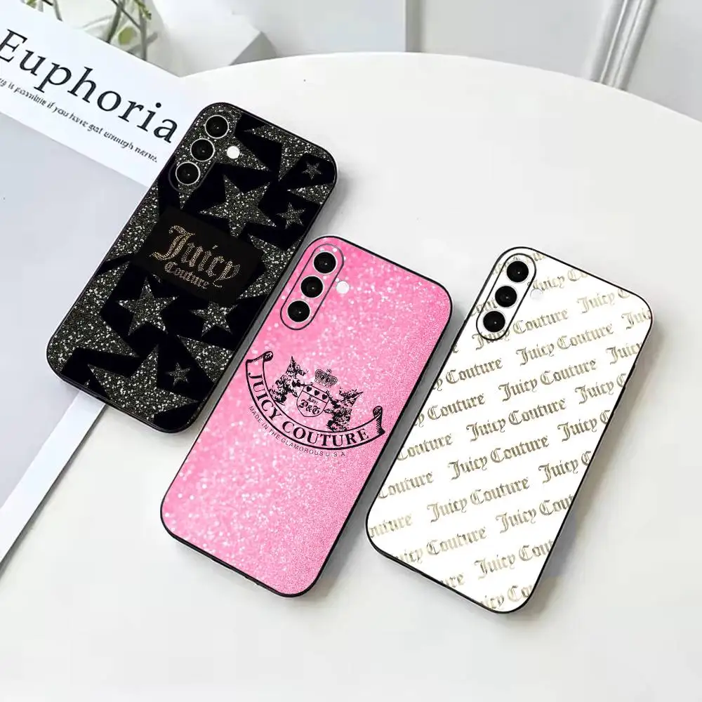 Juicy C-Couture  Anti-drop Black Soft Silicone Case For Samsung Galaxy A73 A72 A71 A53 A52 A51