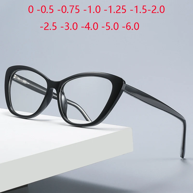 

Diopter 0 -0.5 -0.75 To -6.0 TR90 Cat Eye Prescription Glasses For The Nearsighted Blue Light Blocking Student Myopia Spectacles