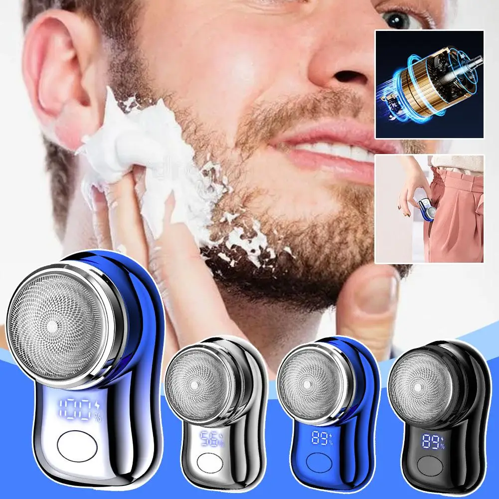 

Mini Electric Shaver for Men Portable Beard Knife Type-C Charging Shavers Face Body Razor with Digital Power Display A7D7