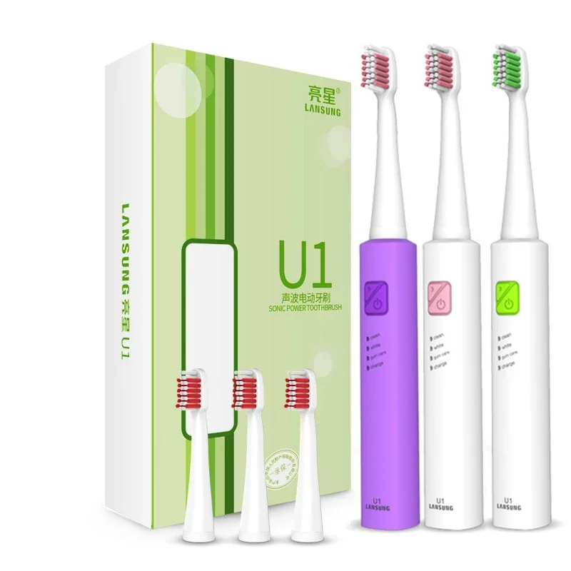 LANSUNG U1 Trasonic Sonic Electric Toothbrush Rechargeable Tooth Brushes With 4 Pcs Replacement Heads U1 Brand quality