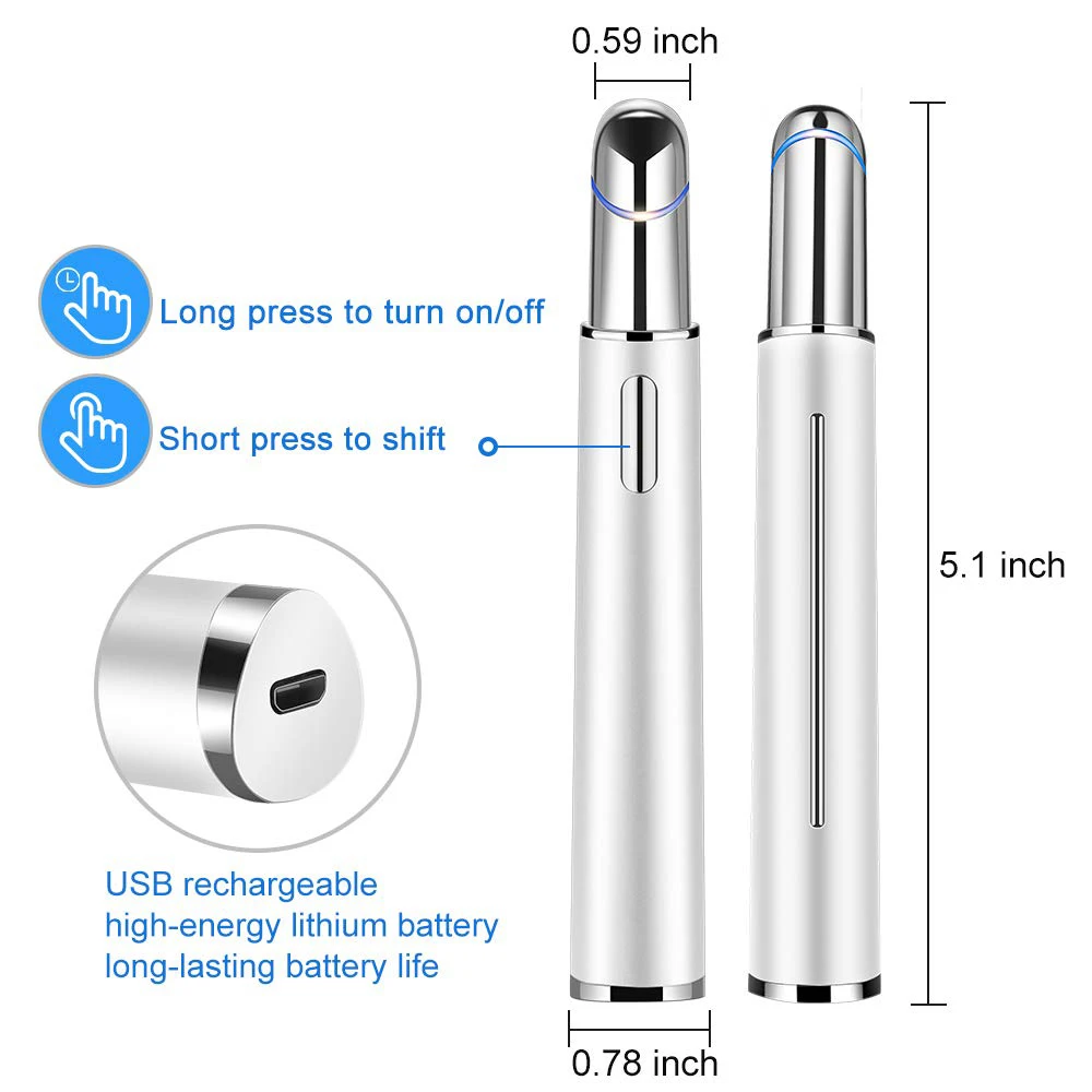 ساخنة الباردة سونيك الاهتزاز إزالة الهالات السوداء مكافحة الشيخوخة عيون أدوات العناية بالبشرة الكهربائية الأيونية عيون الوجه مدلك عصا القلم #6