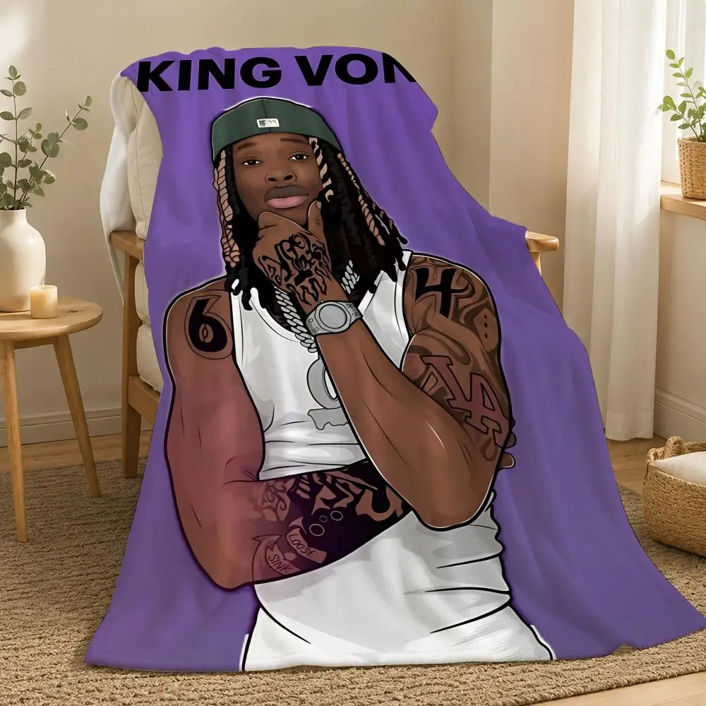 King Von Rapper Throw  flannel blanket, suitable for sofas, beds, offices,  exquisite gift blankets