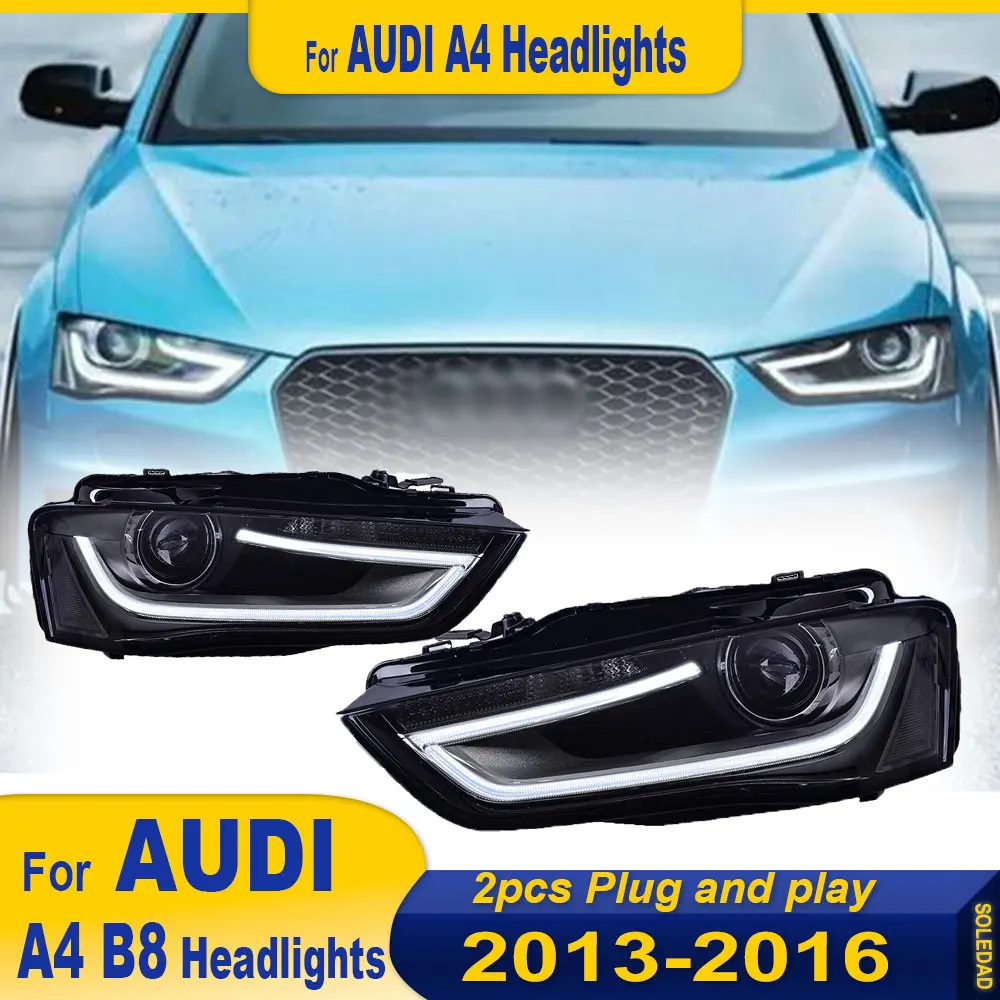 Car Headlights for Audi A4L 2013 2014 2015 2016 high style full LED DRL Dynamic Signal HeadLamp Bi Xenon Beam Headlamp Accembly