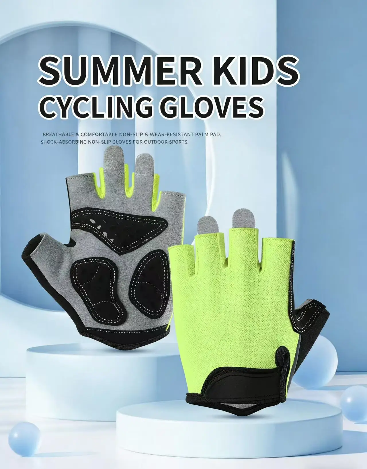 

Kid's Half-finger Cycling Gloves Non-slip Wear-resistant for Outdoor Balance Bikes Bicycles Roller Skates Rock Climbing Gloves