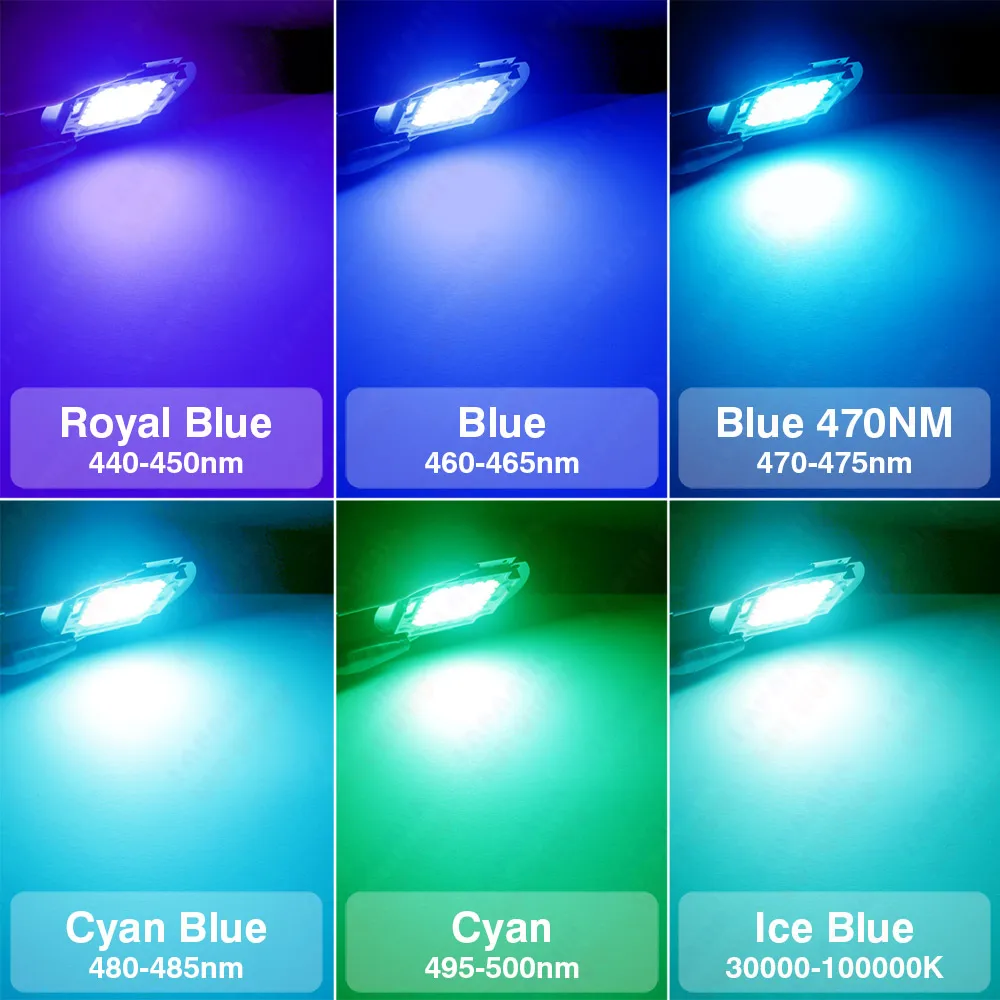 1W 3W 5W 10W 20W 30W 50W 100W LED COB Chip Royal Blue Cyan Green 440nm 470nm 480nm For 1 3 5 20 30 50 100 W Watt Light Beads