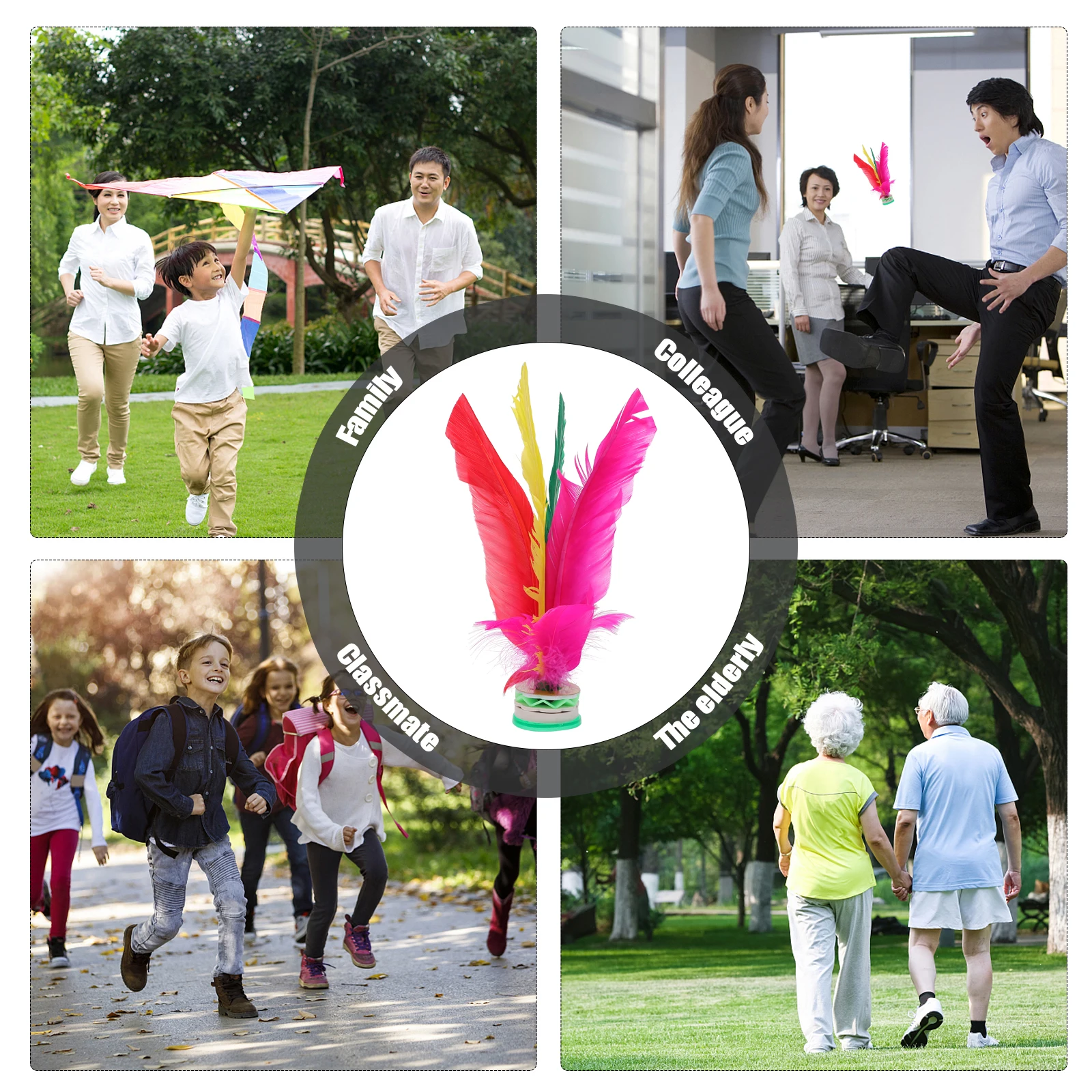 

5pcs Colored Shuttlecock Goose Plume Oxford Base Thickened Lightweight Kicking Toy for Kids Adults Sport Game Fitness