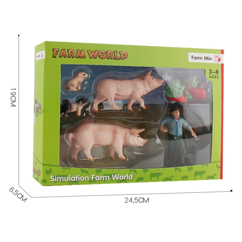 Barnyard Animal Figurines para crianças, Simulação Farm Toys, Pré-escolar Educacional, Decoração de Estátua, Conjuntos de Porcos, 11Pcs