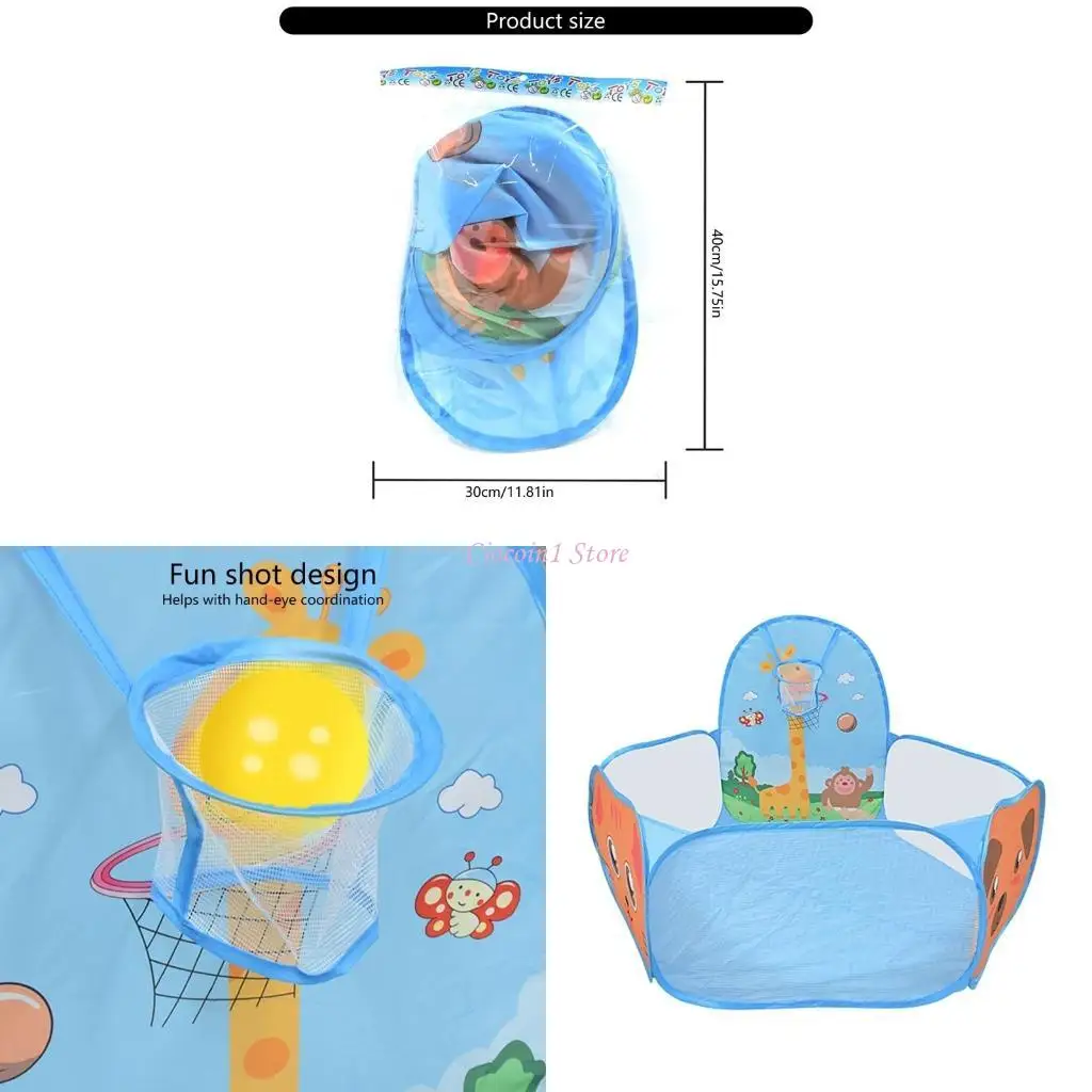 

Y1UB Folding Children's Ball Pit Tent with Basketball Hoop, Portable Playpen for Toddlers' Imaginative Play, Balls Not Included