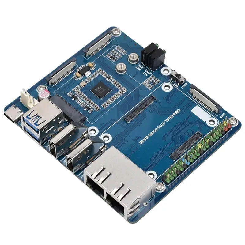 

Эффективная плата расширения для Raspberry Pi CM4 с двумя портами Gigabit Ethernet, основная плата, вычислительный модуль, плата расширения IoT с поддержкой 5G/4G/USB