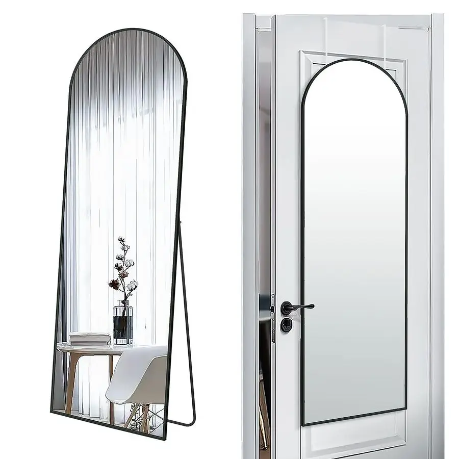 

57x20 Door Hanging Full Length Mirror, Floor Height 5.7ft just Body in1.3ft or Wall Mounted Metal Frame Arch Dressing Mirrors f