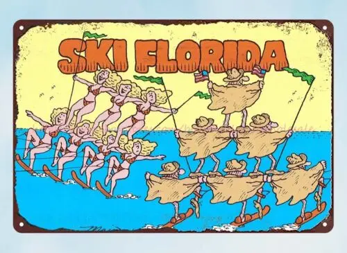 discount wall art plaque Florida ski metal tin sign