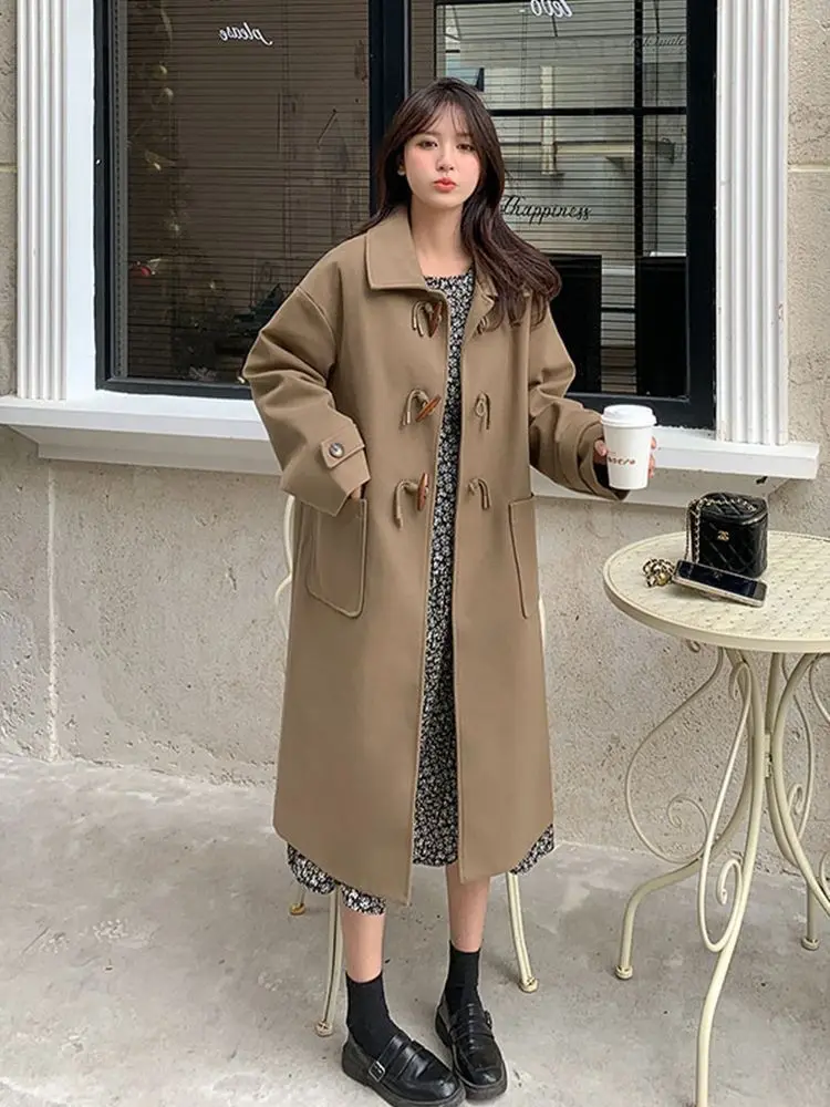 

Brown Trench Women'S Fashionable Raincoat European American Sense Splicing White Faionable Thin Windbreak Turndown Beige Small